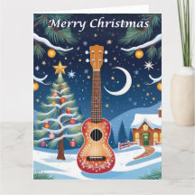 Ukulele Musical Instrument Snow Large Christmas
