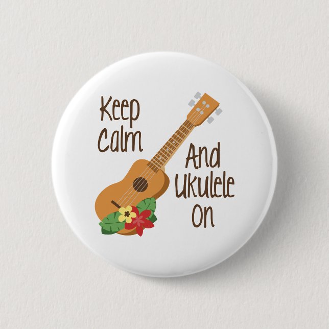 Ukulele On 2 Inch Round Button (Front)