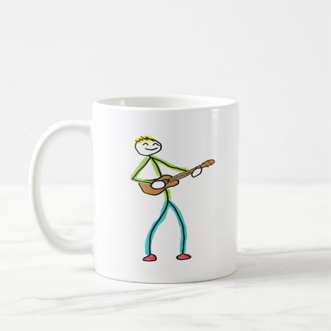 Ukulele Playing Stickman Coffee Mug (Left)