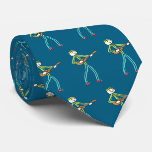 Ukulele Playing Stickman Tie