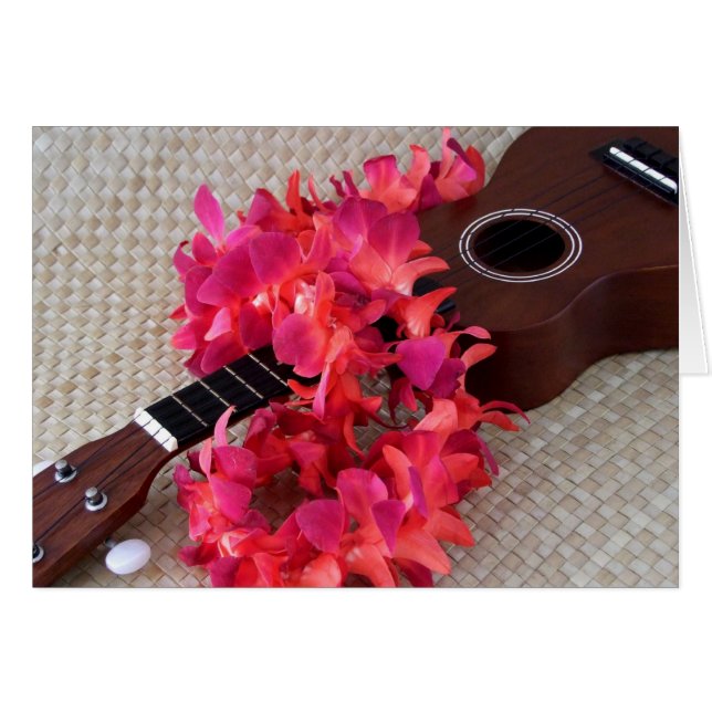 Ukulele & Red Flower Lei (Devant horizontal)
