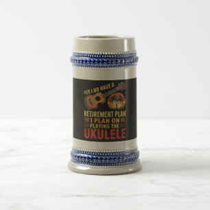 Ukulele Retirement Plan Funny Beer Stein