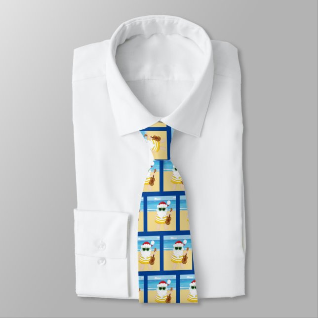 Ukulele Santa Claus Tie (Tied)