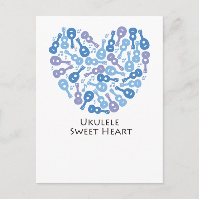 Ukulele Sweet Heart Postcard (Front)