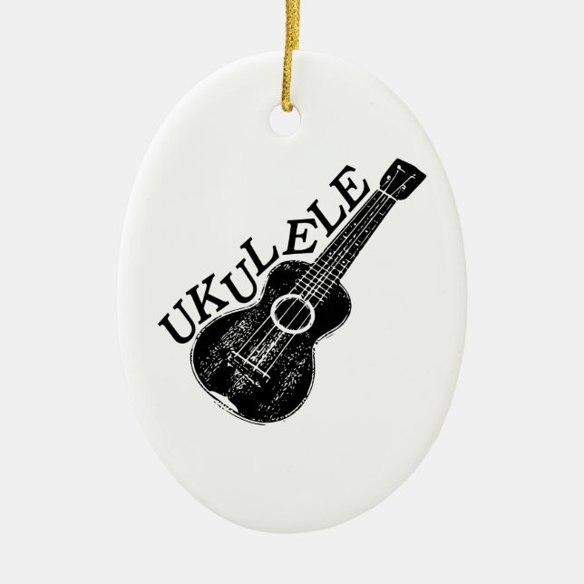 Ukulele Text And Image Ceramic Ornament (Front)
