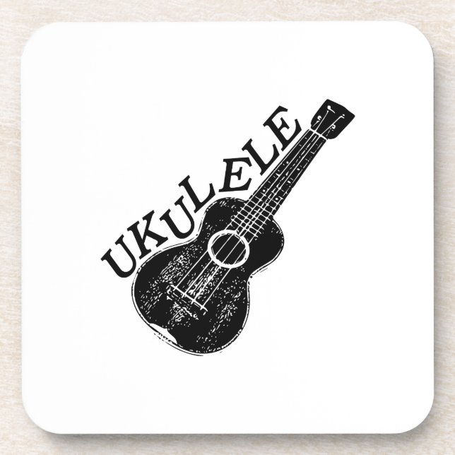 Ukulele Text And Image Coaster (Front)