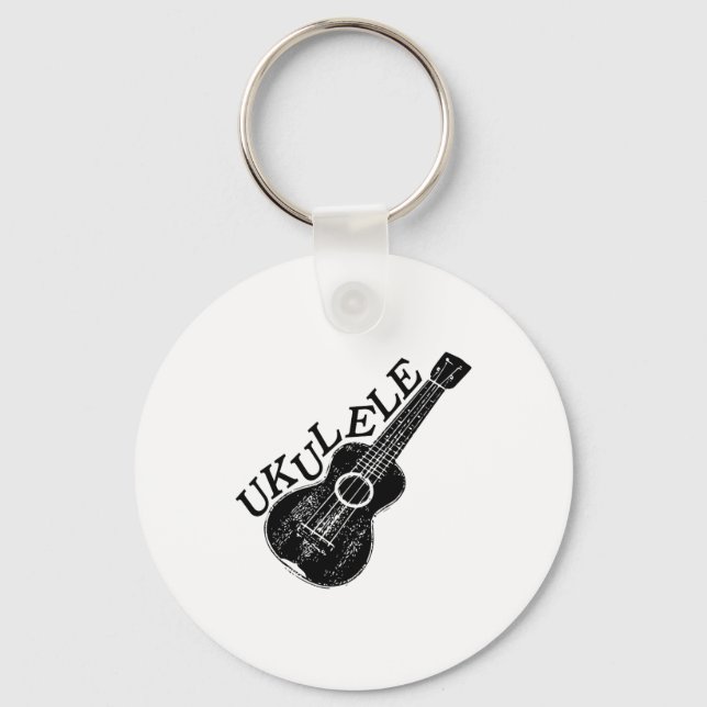 Ukulele Text And Image Keychain (Front)