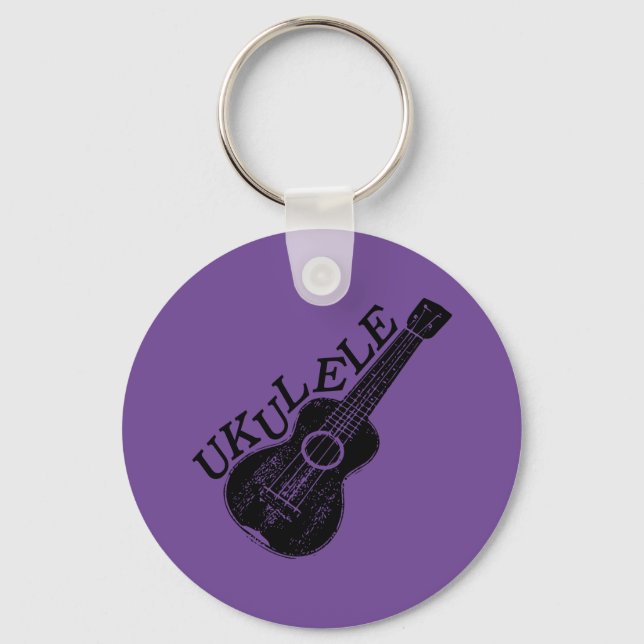 Ukulele Text And Image Keychain (Front)