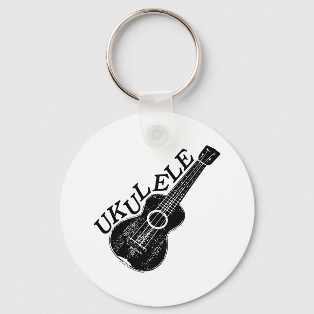 Ukulele Text And Image Keychain (Front)