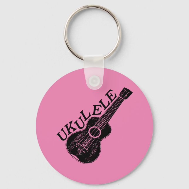 Ukulele Text And Image Keychain (Front)
