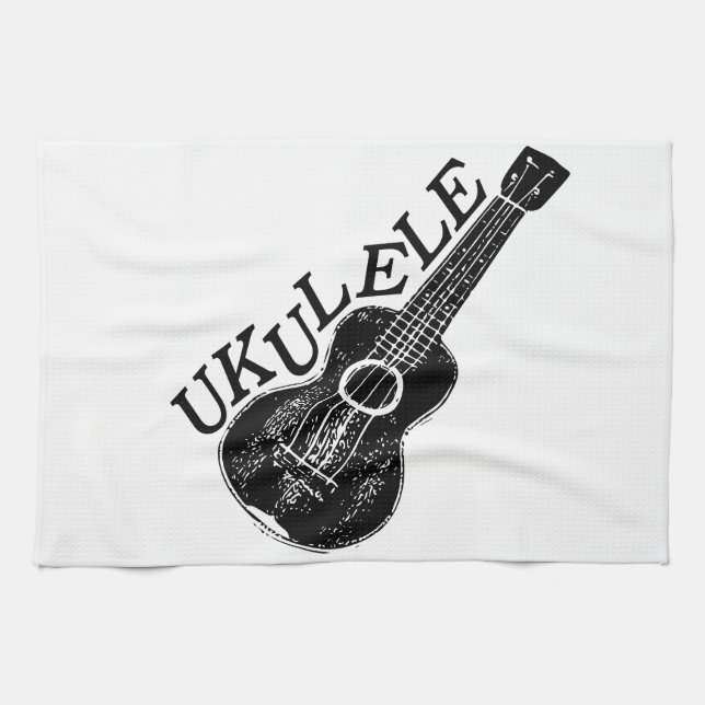 Ukulele Text And Image Kitchen Towel (Horizontal)