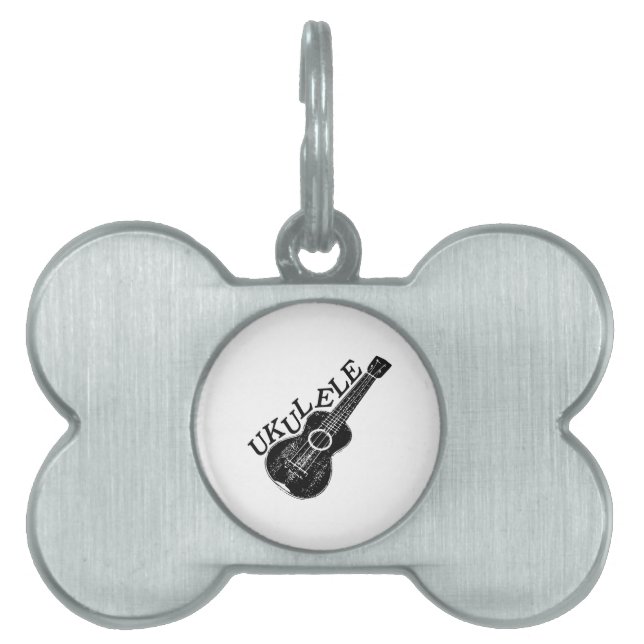 Ukulele Text And Image Pet Tag (Front)