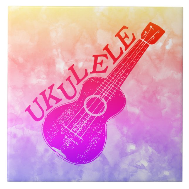 Ukulele Text And Image Tile (Front)
