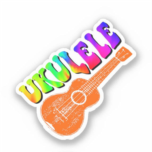 Ukulele Tie Dye Groovy Text Art (Front)