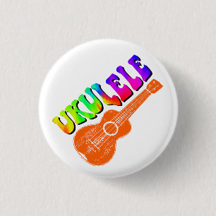 Ukulele Tie Dye Groovy Text Art 1 Inch Round Button