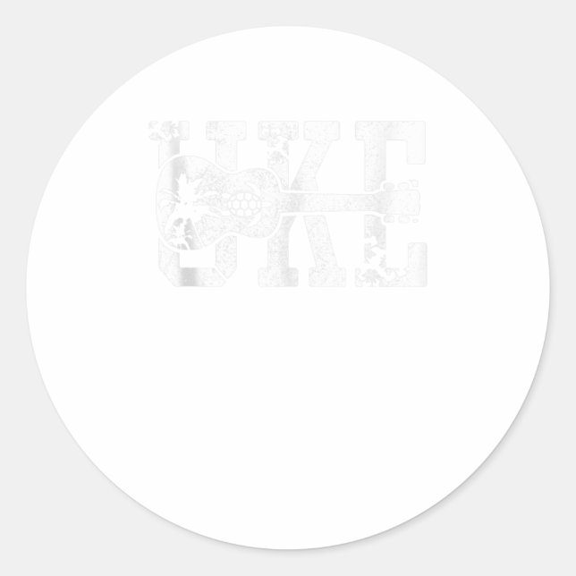 Ukulele UKE Hawaiian Hawaii Ukulele Player Classic Round Sticker (Front)