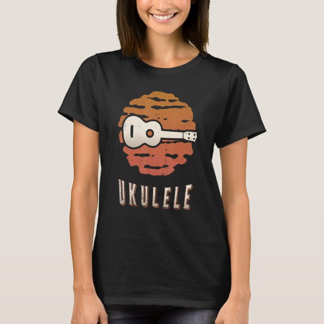 Ukulele Vintage Retro Classic Sunset Music T-Shirt (Front)