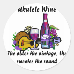 Ukulele Wine Classic Round Sticker