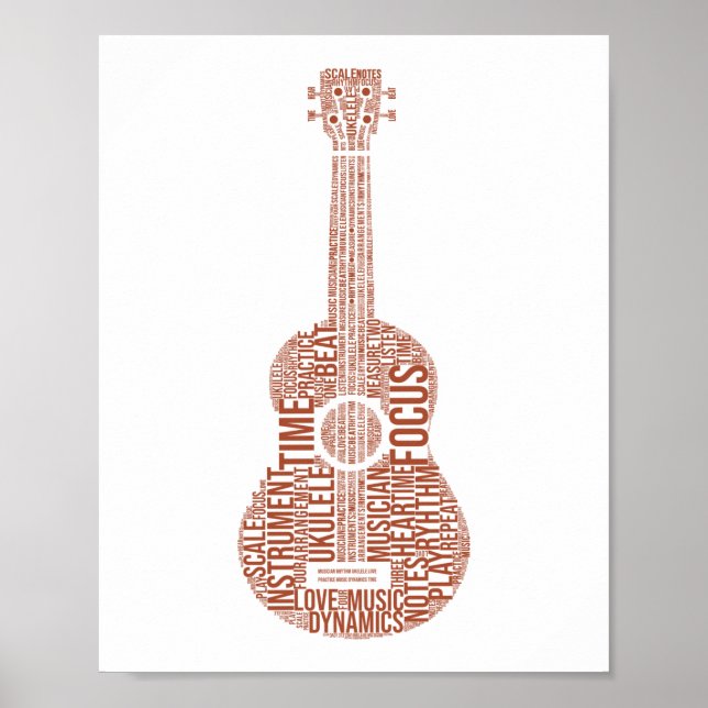 Ukulele Word Cloud Ukulele Player Hawaiian Poster (Front)