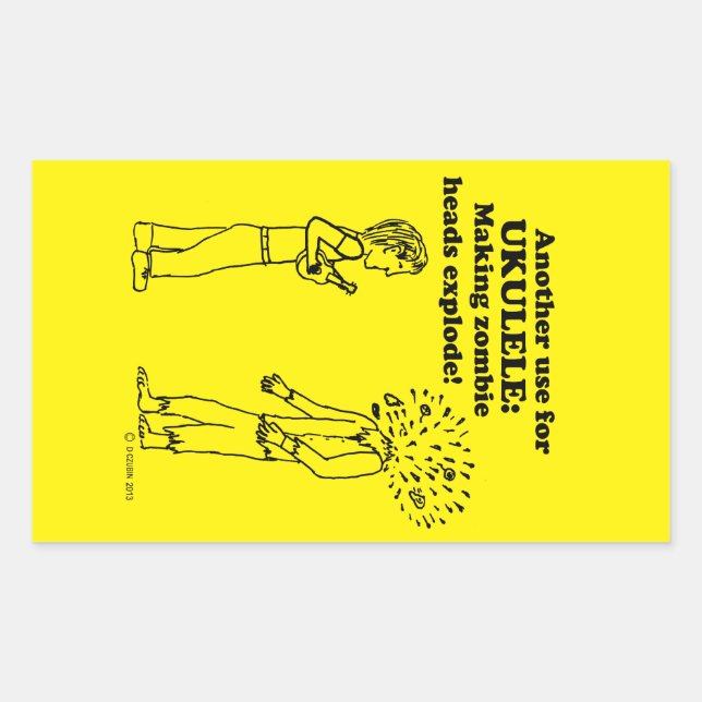 Ukulele Zombie Explode Rectangular Sticker (Front)