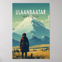 Ulaanbaatar Mongolia Travel Art Vintage