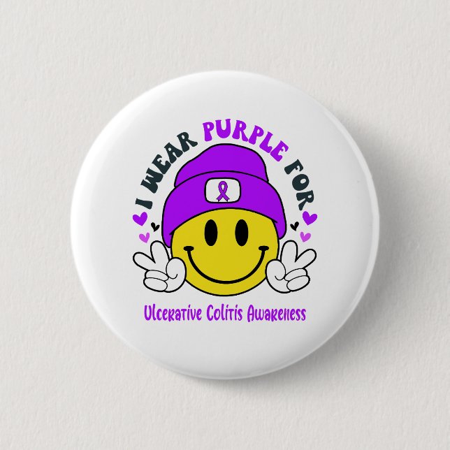Ulcerative Colitis Awareness Ribbon Support Gifts 2 Inch Round Button (Front)