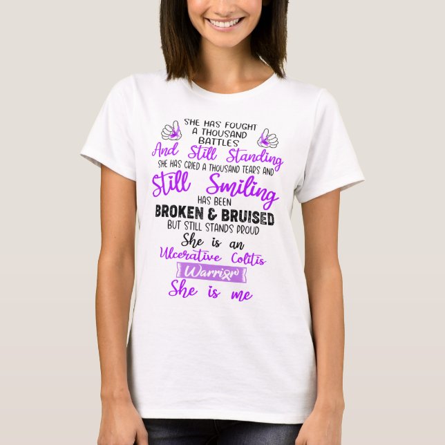 Ulcerative Colitis Awareness Ribbon Support Gifts T-Shirt (Front)