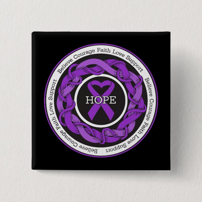Ulcerative Colitis Hope Intertwined Ribbon 2 Inch Square Button (Front)