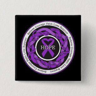 Ulcerative Colitis Hope Intertwined Ribbon 2 Inch Square Button