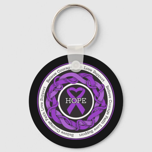 Ulcerative Colitis Hope Intertwined Ribbon Keychain (Front)