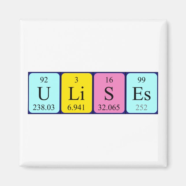 Ulises periodic table name magnet (Front)