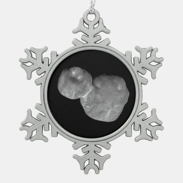 Ultima Thule Arrokoth Kuiper Belt Object Snowflake Pewter Christmas Ornament (Front)