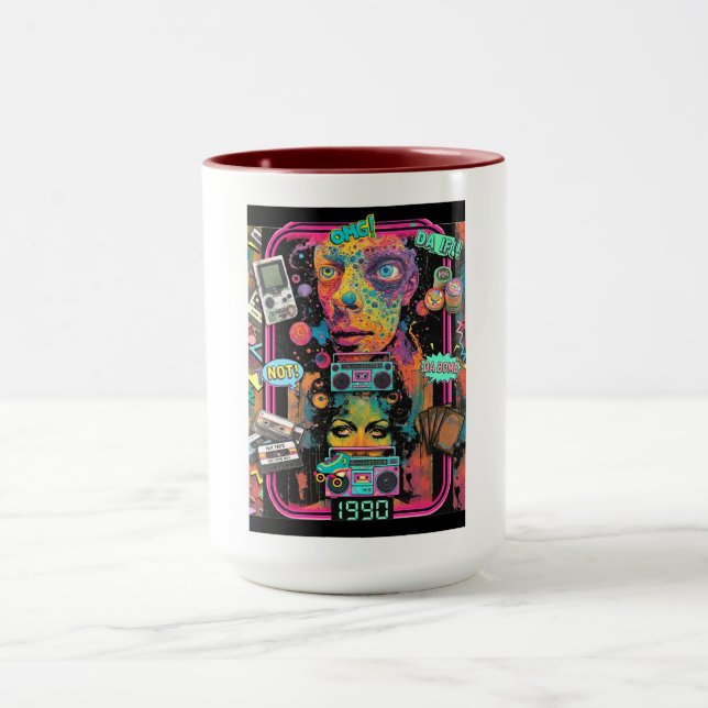 Ultimate 90s Nostalgia Pop Art Collage Mug (Center)