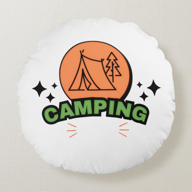 Ultimate Camping Adventure | Nature Escape & Outdo Round Pillow (Front)