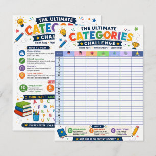 Ultimate Categories Challenge Printable Game Card