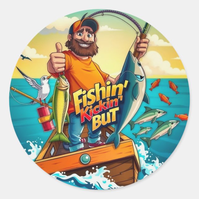 Ultimate Fishing Adventure: Reel in the Fun Classic Round Sticker (Front)