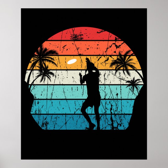 Ultimate Frisbee Disc Player Vintage Summer Beach Poster (Front)