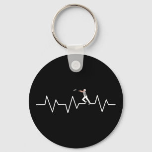 Ultimate Frisbee Heartbeat Funny Disc Golf Player  Keychain