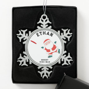 Ultimate Frisbee Holiday Gift Snowflake Pewter Christmas Ornament