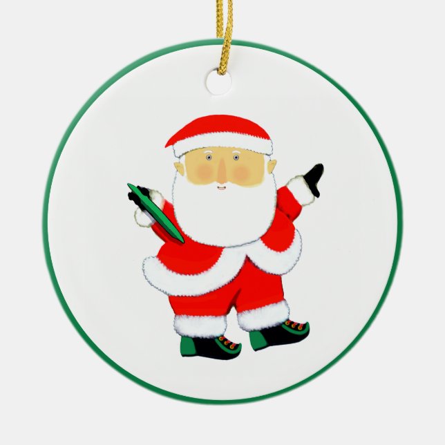 Ultimate Frisbee Personalized Christmas Ceramic Ornament (Front)