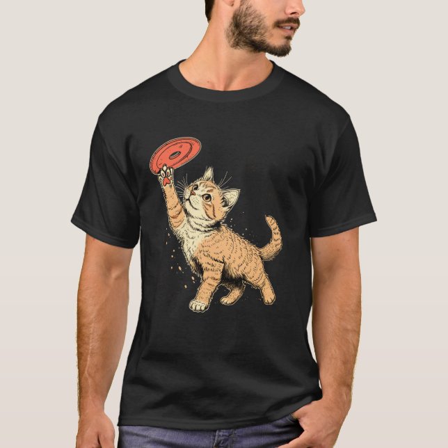Ultimate Frisbee player Cat on Ultimate Frisbee T-Shirt (Front)