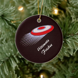 Ultimate Frisbee Red and White Ceramic Ornament