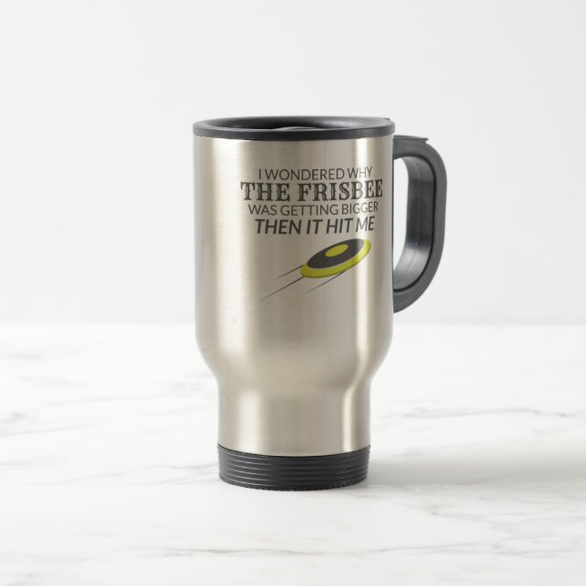 Ultimate Frisbee Why The Frisbee Is Getting Bigger Travel Mug (Front Right)
