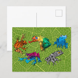 Ultimate Frog Guide - Six Raibow Frogs Postcard