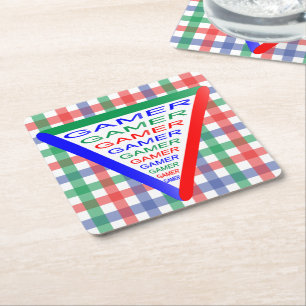 Ultimate Gamer 3 Gaming System Colours RGB Square Paper Coaster