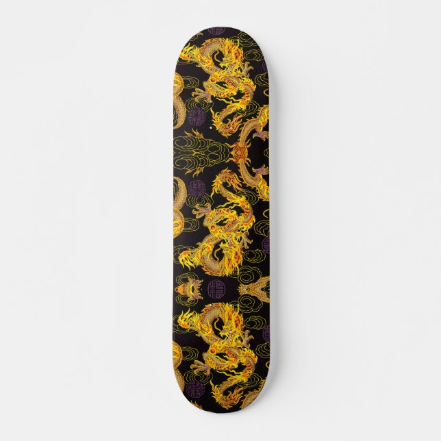 Ultimate Gold Dragon Element Custom Pro Park Board Skateboard (Front)