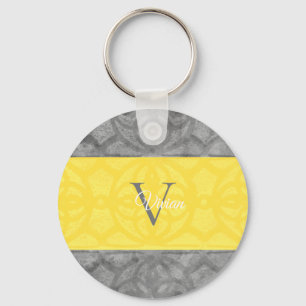 Ultimate Grey and illuminating Yellow Monogram Keychain
