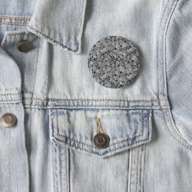 Ultimate Grey Cobbled Patchwork Terrazo Pattern 2 Inch Round Button (In Situ)