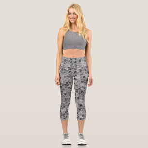 Ultimate Grey Cobbled Patchwork Terrazo Pattern Capri Leggings
