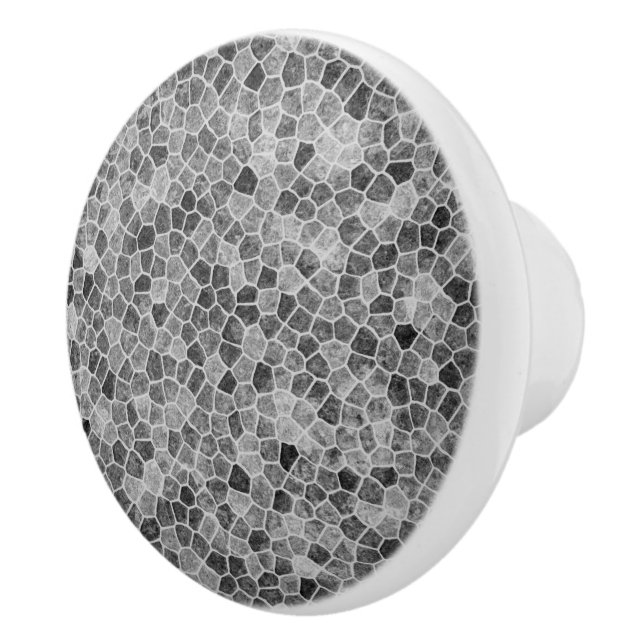 Ultimate Grey Cobbled Patchwork Terrazo Pattern Ceramic Knob (Right)